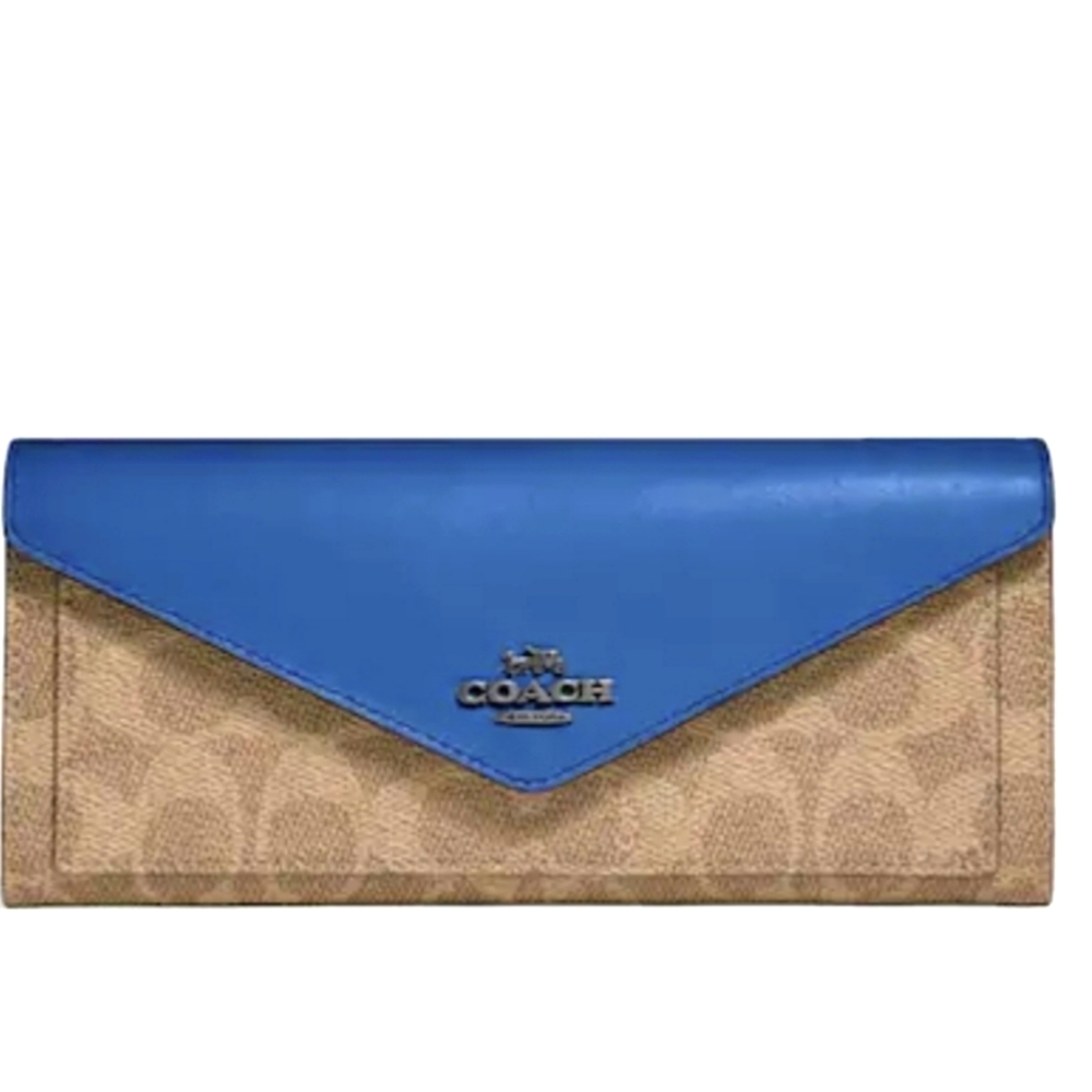 Coach Soft Wallet In Colorblock Signature Canvas - Picture 1 of 9